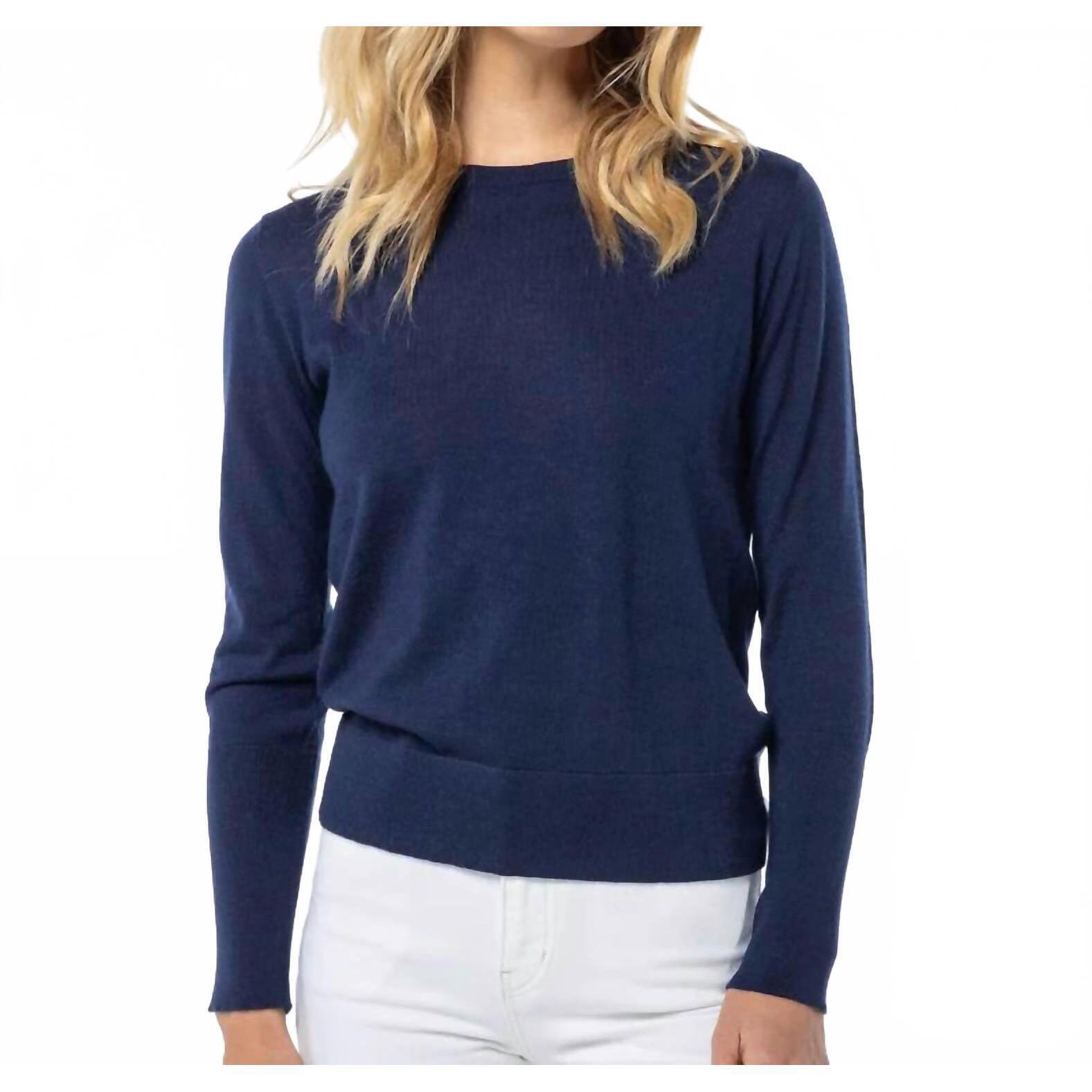 New Pura Cashmere Worsted Cashmere Long Sleeve Tee In Navy